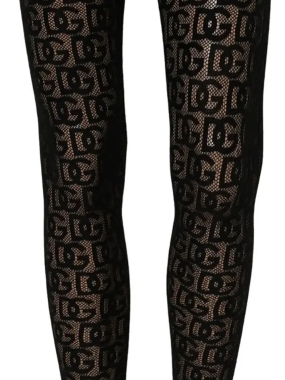 NWT Dolce & Gabbana Black DG Logo Sheer Nylon Thigh High Socks Size SP,S